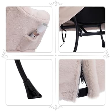 HollyHOME Lazy Chair with Foldable Ottoman, Accent Comfy Lounge Armchair and Folding Footrest Stool, Leisure Sofa Reading Chair and Footstool for Living Room, Bedroom, Dorm,Faux Fur Light Camele - Image 6