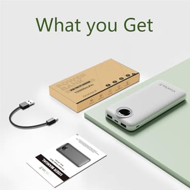 GrnOas.E Portable Charger,10000 mAh Power Bank Travel Charger with USB-C (Output & Input),LED Display Travel Essentials Backup Battery Pack Compatible with iPhone,Android,Heating Vests etc,Ivory White - Image 8