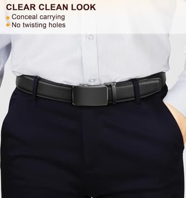 KEMISANT Men Belt 2 Pack, Leather Ratchet Belt Easy Click Slide For Men 1 3/8",Cut for Fit(Black/Deep Brown,38"-44" Waist Adjustable) - Image 6