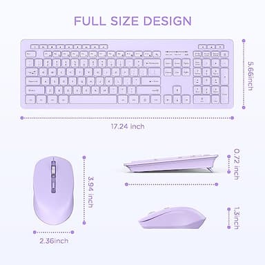 seenda Wireless Keyboard and Mouse Combo, 2.4GHz Cordless Quiet Keyboard Mouse with USB Receiver, Full Size Cute Purple Combo, Compatible for Windows Laptop Computer Desktop PC, Purple - Image 6