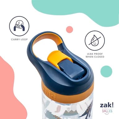 Zak Designs Bluey Atlantic Kids Water Bottle For School or Travel, 16oz Durable Plastic Water Bottle With Straw, Handle, and Leak-Proof, Pop-Up Spout Cover, 2-Pack (Bluey, Bingo) - Image 5