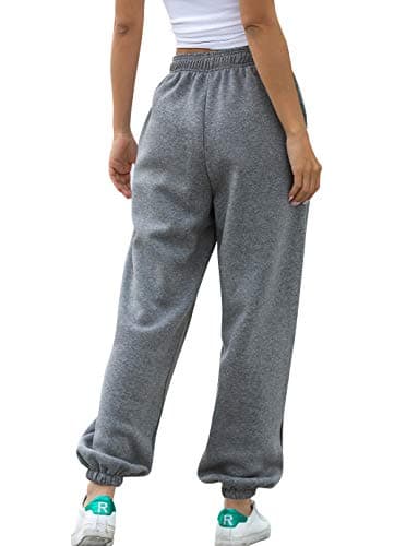 HeSaYep Women's High Waisted Sweatpants Workout Active Joggers Pants Baggy Lounge Bottoms,Dark Grey X-Large - Image 2