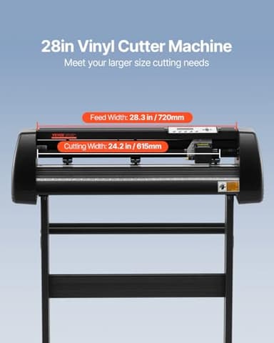 VEVOR 28-inch Cutting Machine for Vinyl, Features LCD Screen, Dual Adjustable Spring Rollers for Sign Crafting, Includes Signmaster for Creative Design & Cutting - Image 2