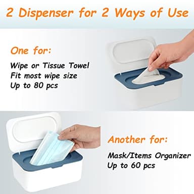 2 Pack Wipes Dispenser, Wipe Holder for Baby & Adult, Seposeve Refillable Wipe Container, Keeps Wipes Fresh, One-Handed Operation. Non-Slip, Easy Open/Close Wipes Pouch Case(2 Blue) - Image 6