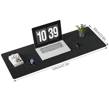 Large Felt Desk Mat,47.2"x 23.6",Non-Slip Desk Pad for Office and Home,120x60cm Full Table Mouse Pad,Keyboard Mats for Desk,Desktop Protection(Dark Gray) - Image 2