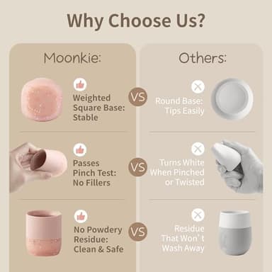 Moonkie Baby Training & Sippy Cup Set | 4 Months+ | Baby-Led Weaning Essential | Gift (Blush Cup Set, 2 Pack) - Image 6