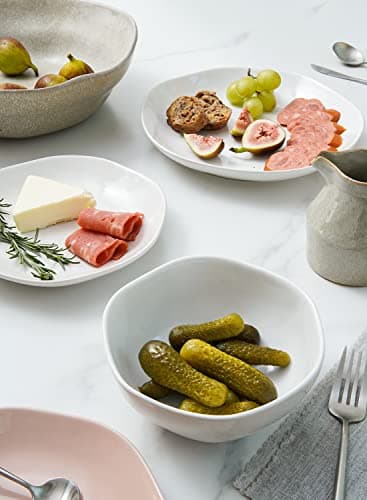 LE TAUCI Dinnerware Sets 12 Piece, Serve for 4, Ceramic Plates and Bowls Set (10" Dinner Plates + 8" Salad Dish + 22 oz Bowl) x 4, White - Image 4