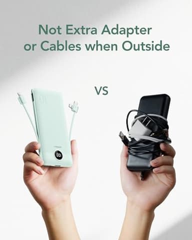 VEGER Portable Charger for iPhone with Built in Cables and Wall Plug, 10000mah Slim Fast Charging USB C Power Bank, Travel Essential Battery Pack Compatible with iPhone, iPad, Samsung etc(Green) - Image 7