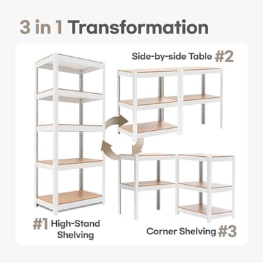 HOMEDANT House 5 Tier 24.1" W Laminated Metal Shelving Unit Adjustable Storage Utility Rack Heavy Duty Shelves Organization Multipurpose Shelf Kitchen Garage Pantry Closet 1 Pack - Image 8