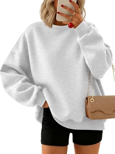 Trendy Queen Sweatshirts for Women Hoodies Oversized Crewneck Tops Sweaters Comfy Fall Winter Outfits Clothes 2025 Fashion Grey XL - Image 1