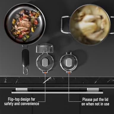 Stove knob Safety Covers for Child Upgraded Unlock Universal Size with Adult Two-Finger, Dual-Key Press Gas Stove Knob Locks Water Resistant Oil Resistant and High Temperature Resistant（5 Pack） - Image 7