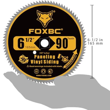 FOXBC 6-1/2 Inch 90 Tooth Circular Saw Blade for Paneling and Vinyl Siding Wood Cutting with 5/8-Inch Diamond Arbor - Image 4
