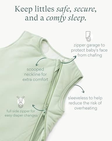 PurComfy Supersoft Sleep Sack 1.0 TOG, Premium Bamboo Viscose Baby Sleeping Bag, 2-Way Safe Zipper Sleep Sacks 6-15 Months (Slate) - Image 8