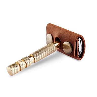 MAKYN Safety Razor Head Protecting Leather Cover, Genuine Cowhide Leather Double Edge Safety Razor Case Accessories for Travel, Butterfly Razor Case (Cognac) - Image 2