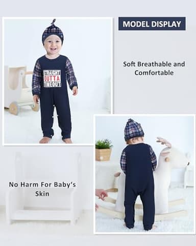 NZRVAWS Newborn Baby Boy Clothes Infant Boy Outfits Letter Print Romper Jumpsuit Bodysuit Letter Print Romper - Image 3