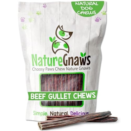 Nature Gnaws Beef Gullet Sticks for Dogs 5-6" (15 Count) - Natural Beef Jerky Stick Dog Chew Treats - Rawhide Free - Image 1