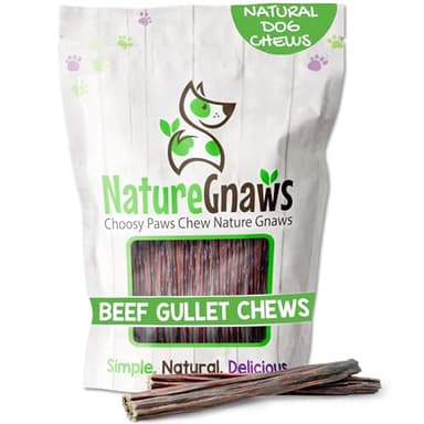 Nature Gnaws Beef Gullet Sticks for Dogs 5-6" (15 Count) - Natural Beef Jerky Stick Dog Chew Treats - Rawhide Free - Image 1