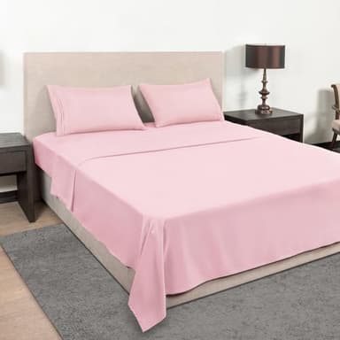 Mejoroom Queen Size Sheet Set - Hotel Luxury 1800 Bedding Sheets & Pillowcases - Deep Pocket Fitted Sheet, Soft, Breathable, Wrinkle & Fade Resistant - 4 Piece (Queen, Blush Pink) - Image 2
