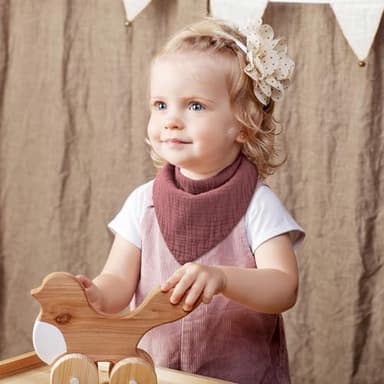 Yoofoss Muslin Baby Bibs 10 Pack 100% Organic Cotton 6-Layer Soft Absorbent Drool Bandana Baby Bibs for Drooling and Teething for Boys and Girls, Gradient Pink - Image 7