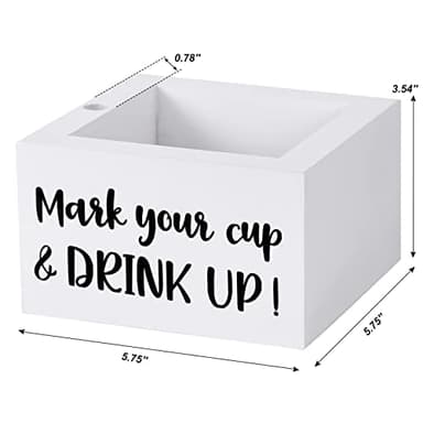 Single Cup Holder with Marker Slot Party Cup Dispenser Mark Your Cup and Drink Up Drink Dispensers for Parties Housewarming Hostess Gift Cup Holder Countertop 2 Sides Designs - Image 7