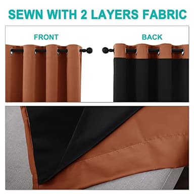 NICETOWN Full Shading Curtains 96 inches Long 2 Panels Set for Windows, Super Heavy-Duty Black Lined Blackout Curtains for Bedroom, Privacy Assured Window Treatment (Burnt Orange, 55 inches W) - Image 5