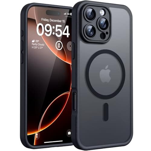 TOCOL for iPhone 16 Pro Max Case, Compatible with Magsafe, Full Camera Protection, Drop Protection, Magnetic Translucent Matte Back Bumper Phone Case for 16 Pro Max 6.9-Inch (Black) - Image 1