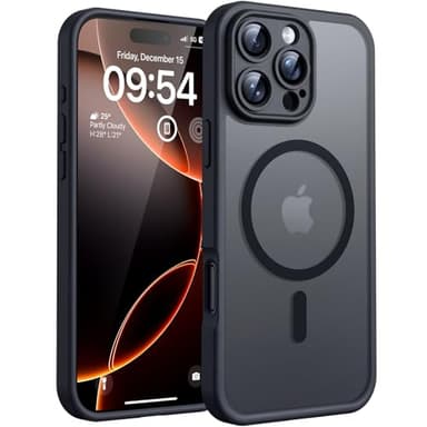 TOCOL for iPhone 16 Pro Max Case, Compatible with Magsafe, Full Camera Protection, Drop Protection, Magnetic Translucent Matte Back Bumper Phone Case for 16 Pro Max 6.9-Inch (Black) - Image 1