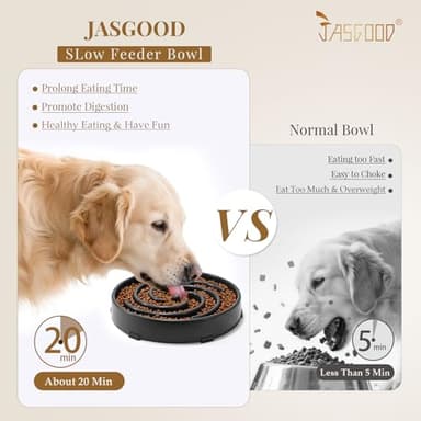 JASGOOD Slow Feeder Dogs Bowl for Large Medium Dogs,Anti-Gulping Pet Slower Food Feeding Bowls Stop Bloat,Preventing Choking - Image 2