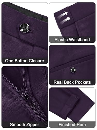 MAGE MALE Men's Slim Fit 3 Piece Suit One Button Solid Shawl Lapel Blazer Jacket Vest Pants Set with Tie Pocket Square Purple - Image 4