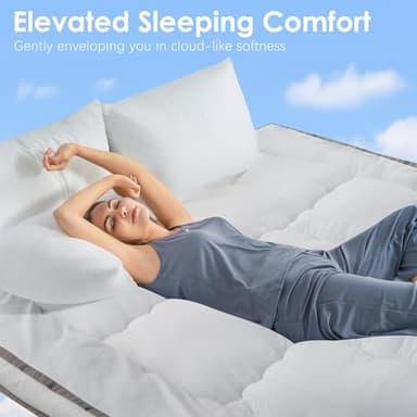 QUEEN ROSE Mattress Topper Queen, Extra Thick Pillow-Top Mattress Pad Bed Covers, Plush Soft Support, 3D Snow Down Alternative, Cooling Cloud-Like Sleep, Back Pain Relief - Image 5