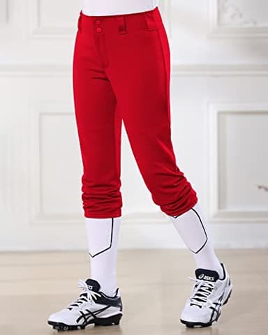Stelle Girls' Softball Pants Youth Kids Baseball Pants Fastpitch Pants with Pockets Boys Tee Ball (Red, S) - Image 7