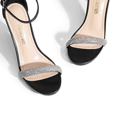 DREAM PAIRS Women's Open Toe High Heels Stiletto Heeled Sandals Sexy Dressy Shoes,Size 9,Black-Rhinestone,Karrie-1 - Image 5