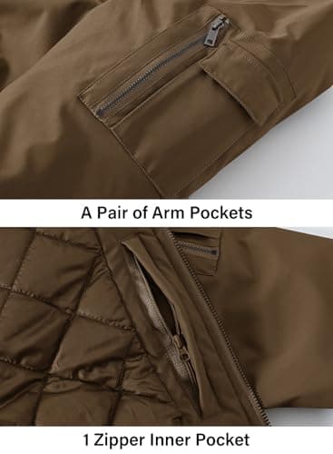 BGOWATU Men's Jacket Windproof Quilted Bomber Jackets Casual Fall Winter Warm Padded Coats Outwear Coffee XL - Image 5