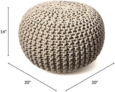 nuLOOM Bruges Knit Cotton Solid Round Filled Ottoman Pouf - Image 4