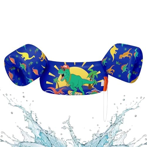 HeySplash Swim Vest for Kids, Toddler Pool Floaties Fit 22-44 Lbs, Swimming Vest with Adjustable Strap, Swim Jacket Water Wings Arm Floats, Puddle Beach Boat Jumper for Boy Girl Age 2-5, Dinosaur - Image 1
