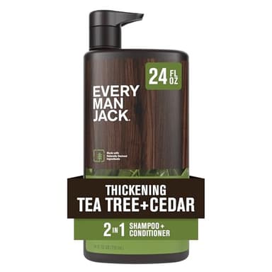 Every Man Jack 2-in-1 Tea Tree + Cedar Shampoo + Conditioner - Thicken, Cleanse, and Hydrate Hair with Coconut, Aloe, Tea Tree Oil - Naturally Derived and No Harmful Chemicals - 24oz -1 Bottle - Image 1