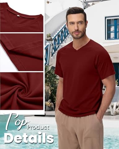 Neer 3 Pack Men's Big and Tall V Neck T-Shirts M-7X, Short Sleeve Raglan Tops Casual Regular Summer Basic Tees(Black, Red, Gray,4X-Large) - Image 3