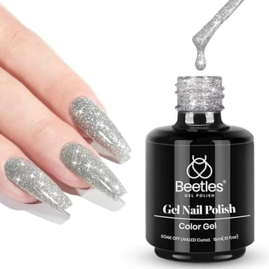 Beetles Reflective Gel Nail Polish 15ml Silver Glitter Nail Polish Shimmer Soak Off Uv LED Lamp Gel Nail Art Manicure Salon DIY Home Diamond - Image 1