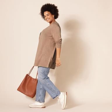 Amazon Essentials Women's Lightweight Open-Front Cardigan Sweater (Available in Plus Size), Camel Heather, Small - Image 8