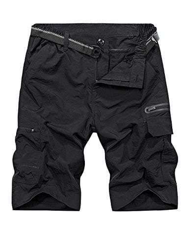 Jessie Kidden Mens Outdoor Casual Expandable Waist Lightweight Water Resistant Quick Dry Fishing Hiking Shorts #6222-Black,32 - Image 1