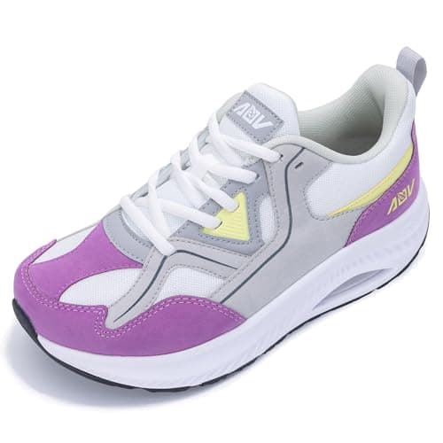 ephiza Womens Wide Toe Box Walking Shoes with Arch Support Plantar Fasciitis Tennis Sneakers Orthotic Shoes for Pain Relief PurpleGrey US 7 - Image 1