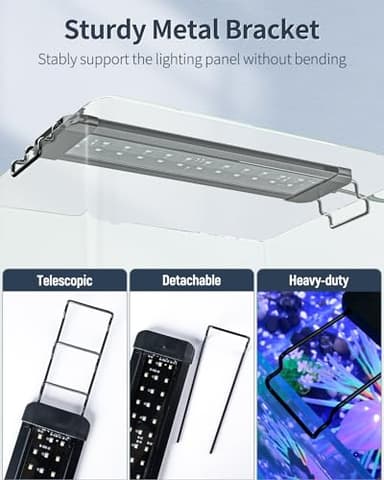 Pawfly 18 W Aquarium LED Light for 24 to 30 Inch Extendable Fish Tank Light with Full Spectrum Brilliant White Blue Red Lights with Daytime & Night Modes Timer Auto On/Off Adjustable Brightness - Image 8