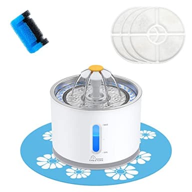 Wonder Creature Cat Water Fountain Stainless Steel, 81oz/2.4L Cat Fountain with Water Level Window and LED Light for Water Shortage Alert, Cat and Dog Fountain with 3 Filters and 1 Mat - Image 1