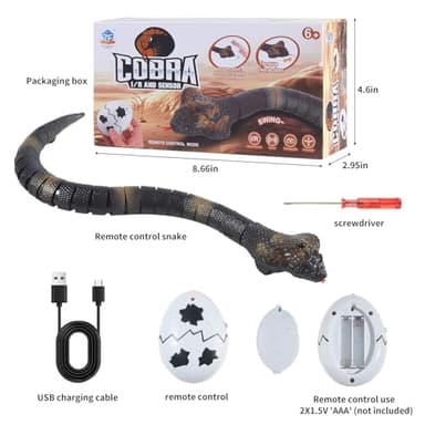 Remote Control Snakes Realistic Rc Snake Prank Cobra Rechargeable Smart Sensing Cat Toy with Infrared Controller Reptile Toys, Robot Snake Toys for Boys Ages 6 & Up, Stocking Stuffers for Kids 8-12 - Image 3