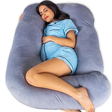 Pharmedoc Pregnancy Pillows, U-Shape Full Body Pillow -Removable Cover Jumbo Size - Grey - Pregnancy Pillows for Sleeping - Body Pillows for Adults, Maternity Pillow and Pregnancy Must Haves - Image 1