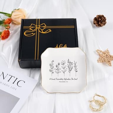 Jelershy Friendship Gifts for Women Jewelry Dish Trinket Tray - A Sweet Friendship Refreshes The Soul, Christian Birthday Gifts for Women Best Friend Christmas Mothers Day Religious Gift - Image 3