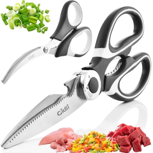 Gidli Kitchen Scissors & Shears 2 Pack - Lifetime Replacement Warranty* - Heavy Duty Kitchen Scissors - Stainless Steel All Purpose Ultra Sharp Cutting Scissor for Food and Meat, Dishwasher Safe - Image 1