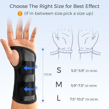 FREETOO Wrist Brace for Carpal Tunnel,[New Upgrade-Anatomically shaped] Adjustable Wrist Support Splint for Men and Women,Hand Brace for Pain Relief, Tendinitis,Arthritis,Right Hand,Medium - Image 6