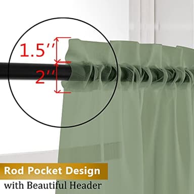 Aiyufeng Sage Green Curtains Sheer - Fresh Semi Sheer Window Covering, Light & Airy Privacy Sheer Panels for Bedroom Living Room Patio Glass Door, 40 inch Width x 54 inch Length, Set of 2 - Image 5