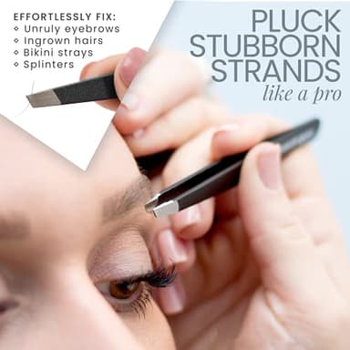 Tweezer Guru Tweezers for Women Facial Hair & Men – Precision Slant-Pointed Eyebrow Tweezer for Ingrown Hair, Blackhead & Splinter Removal (Black) - Image 4